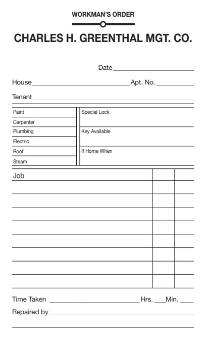 Maintenance work order — property management