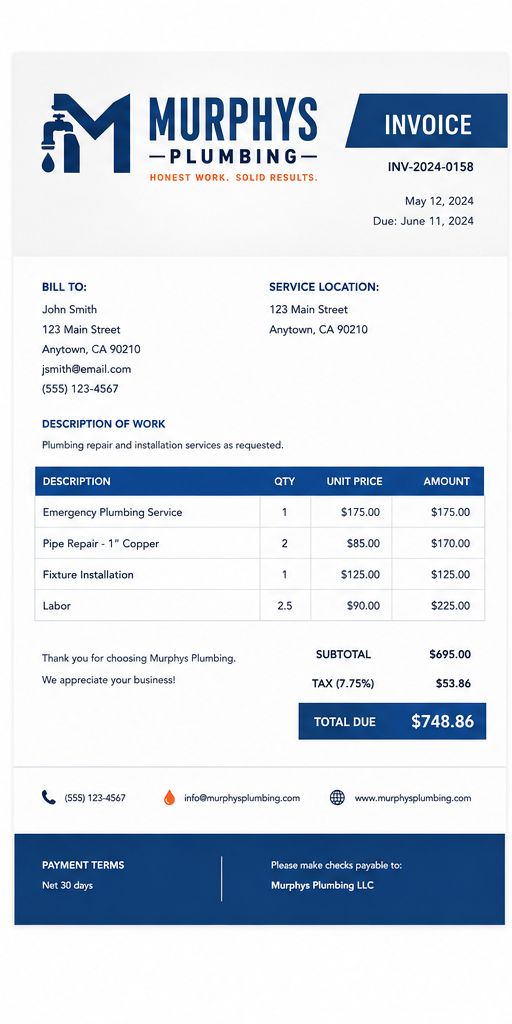 Single-up invoice format