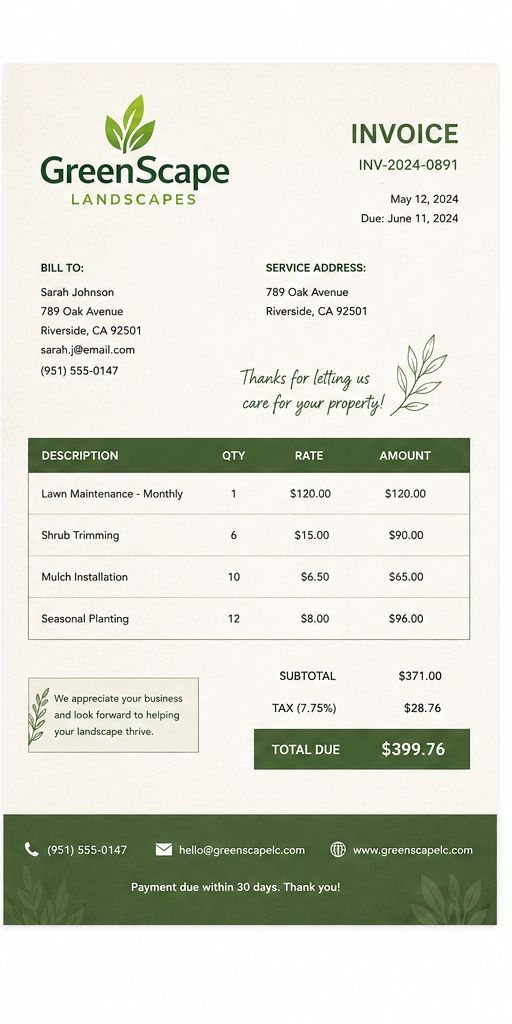 Three-up invoice format